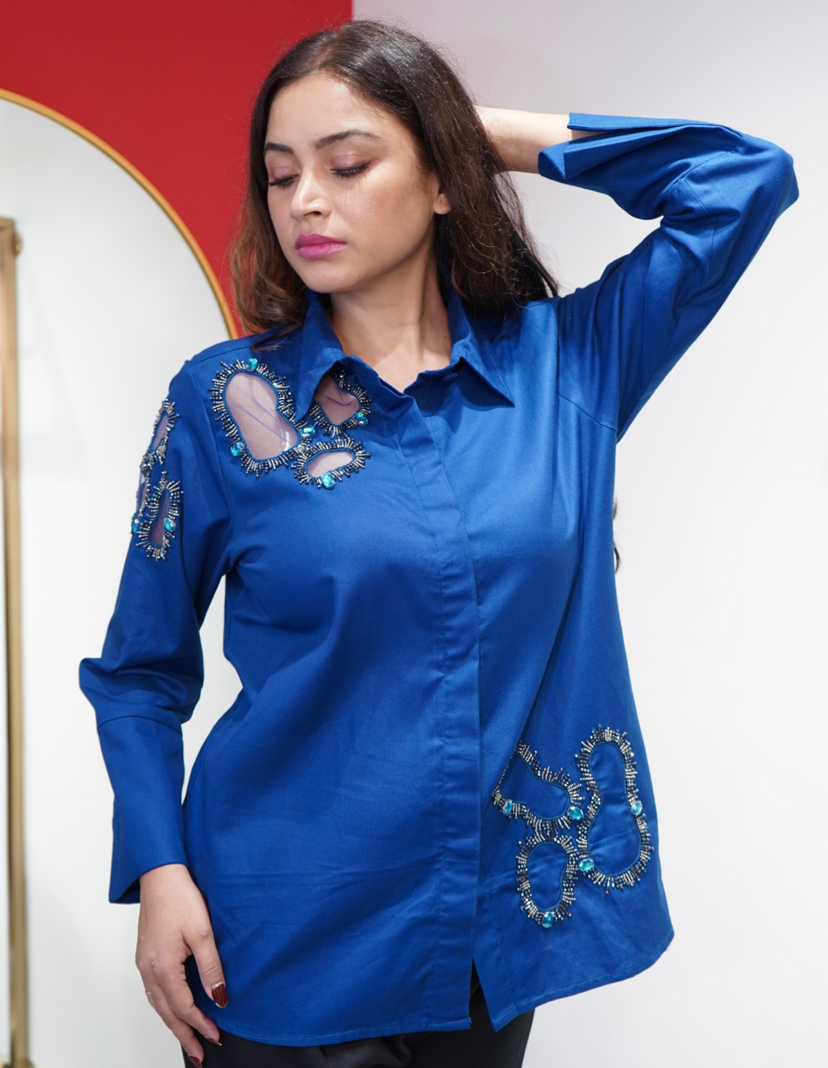 Midnight Blue Cutwork Shirt