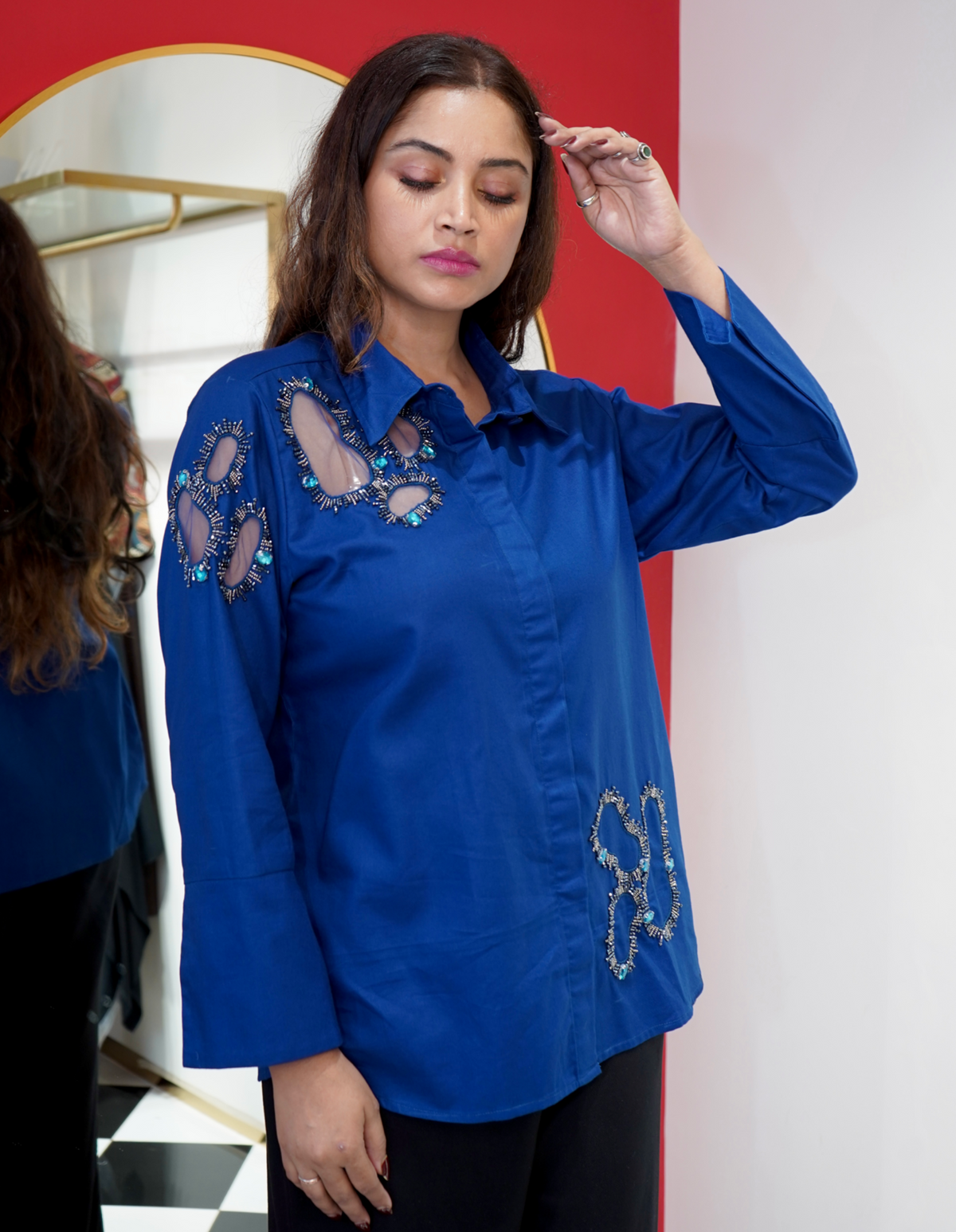 Midnight Blue Cutwork Shirt