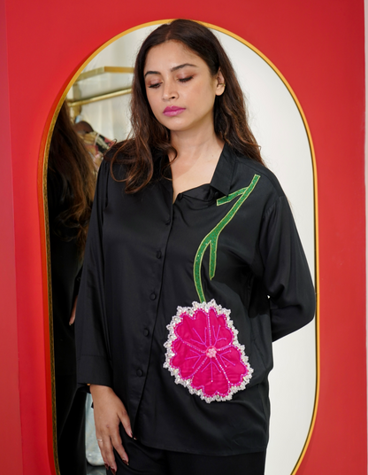 Upside Down Black Flower Shirt
