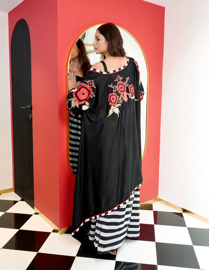 Rose Reverie Embroidered Three-Piece Set