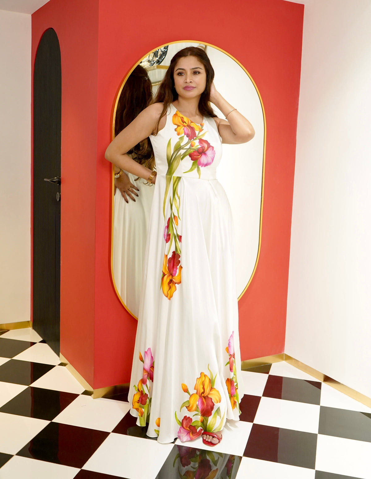 Hand Painted Floral Gown