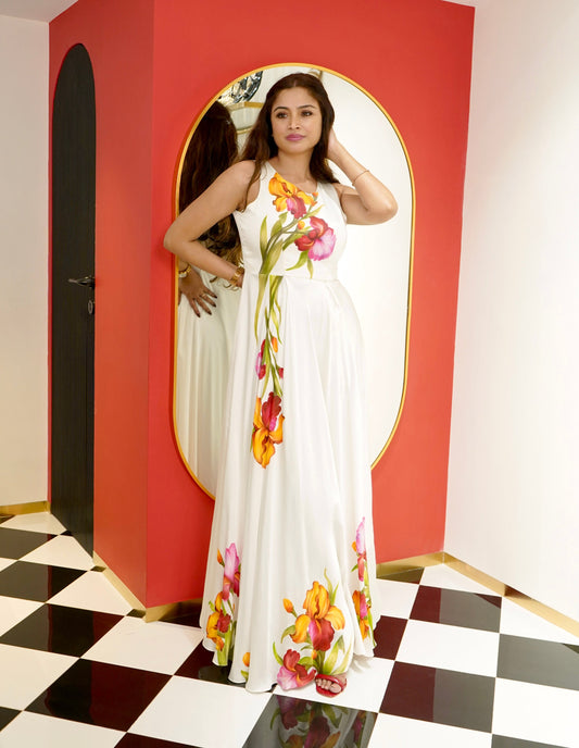Hand Painted Floral Gown