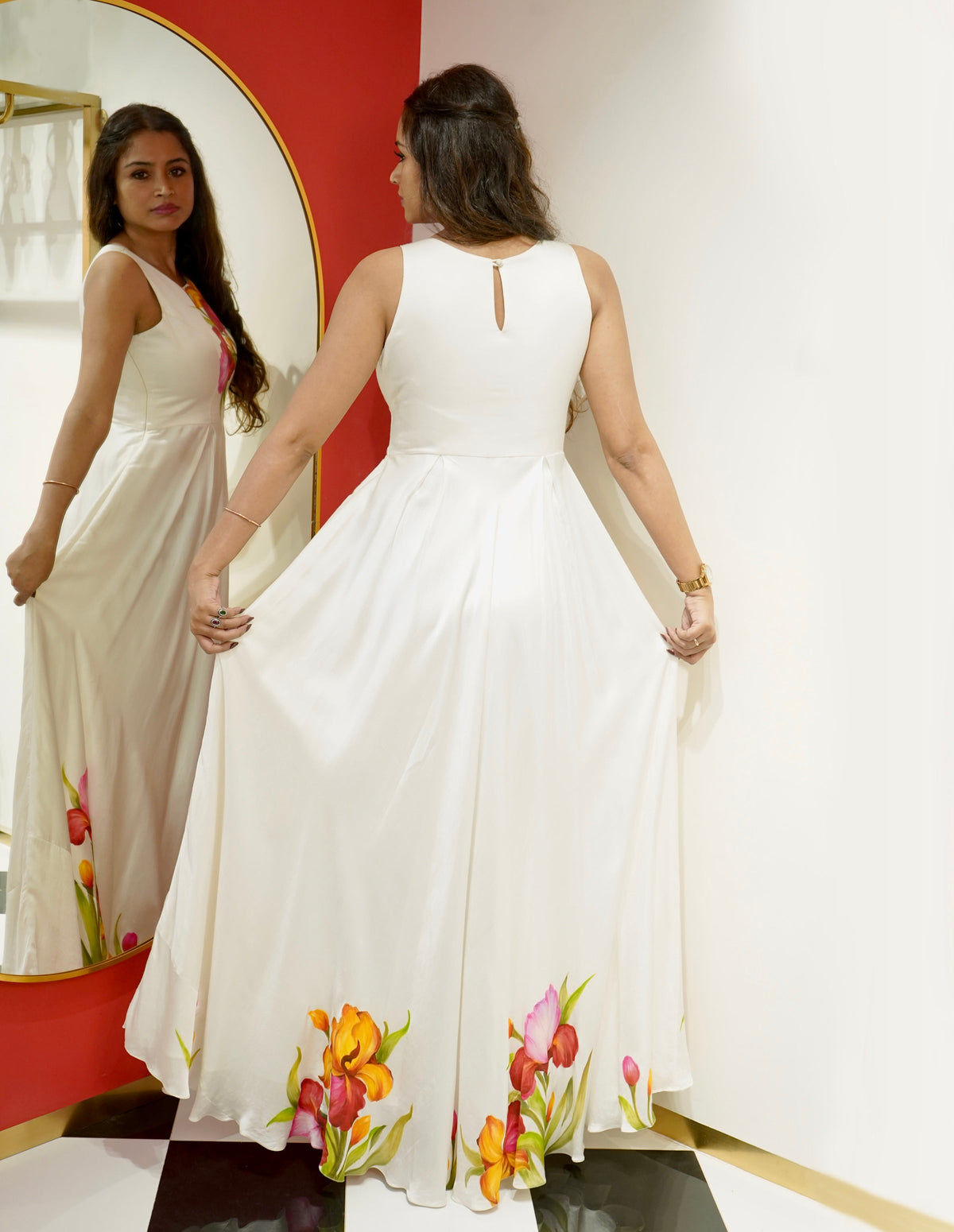 Hand Painted Floral Gown