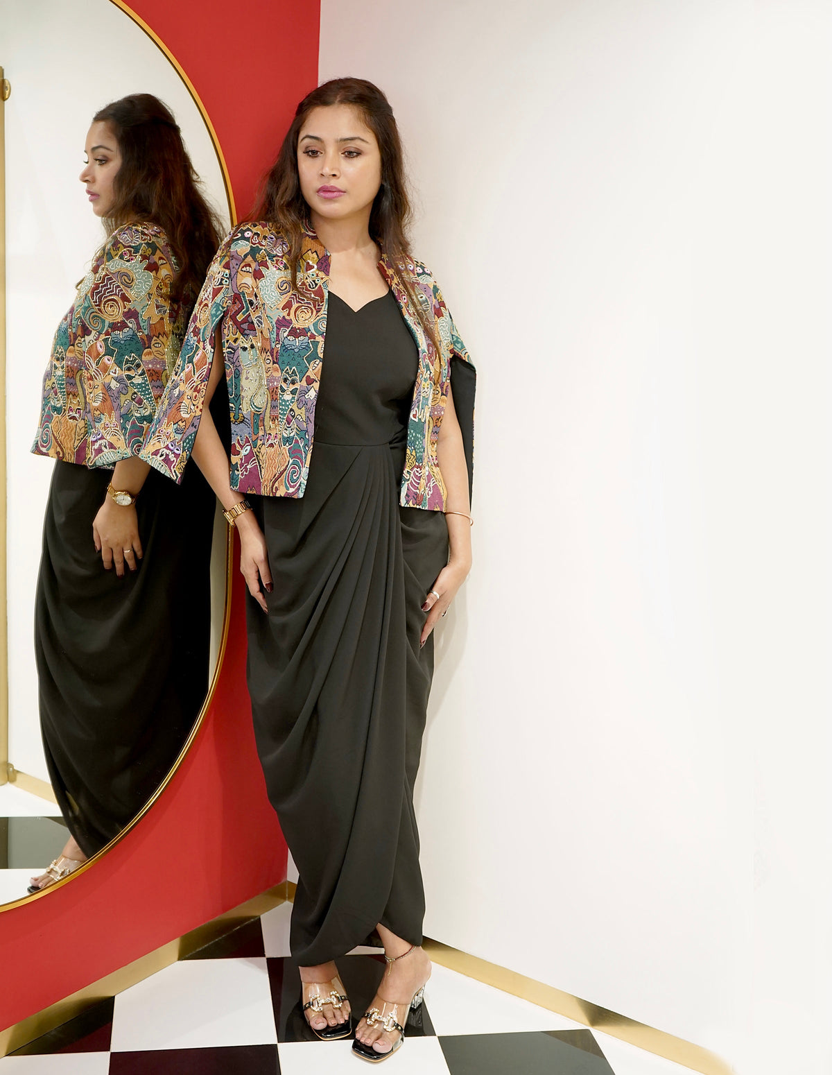 Midnight Muse Drape Dress with Art Throw
