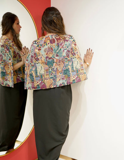 Midnight Muse Drape Dress with Art Throw