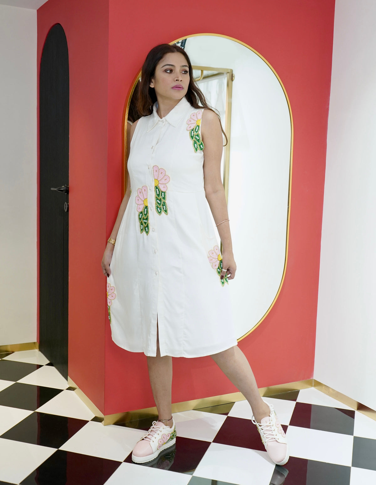 Petal Grace Shirt Dress